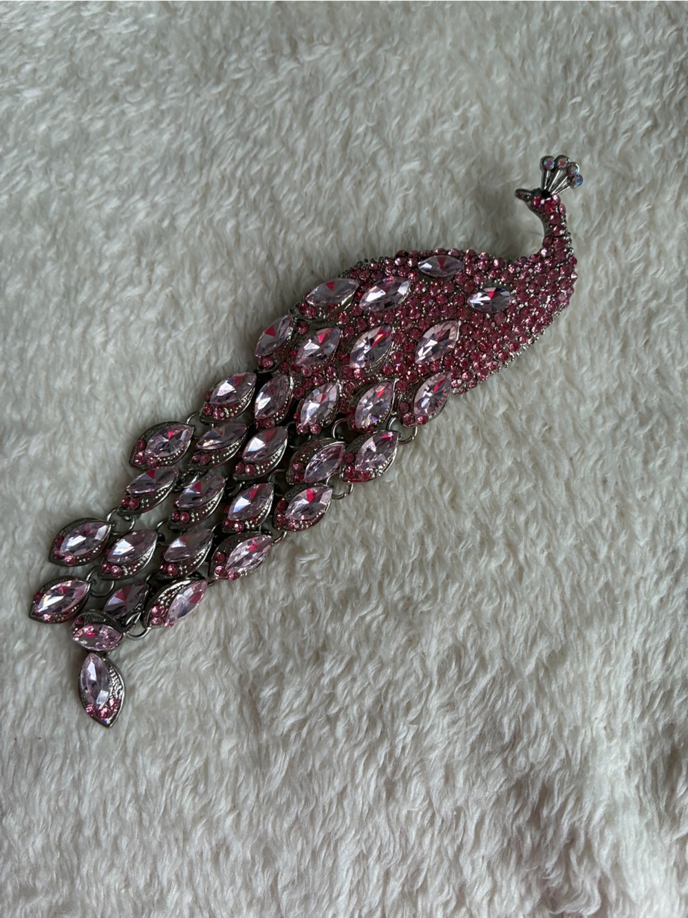 Pink Crystal Peacock Statement Brooch - Women's Jewelry